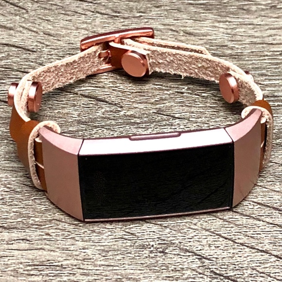 Brown Slim Leather Charge 4 RoseGold Bracelet - Picture 8 of 8